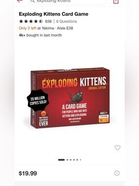 Exploding Kittens card game